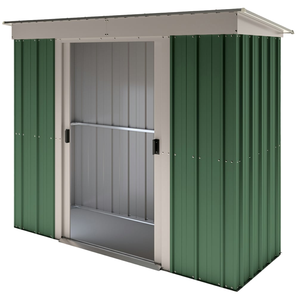 Yardmaster 6 x 4ft Emerald Green Metal Pent Storage Shed with Floor Support Kit Image 1