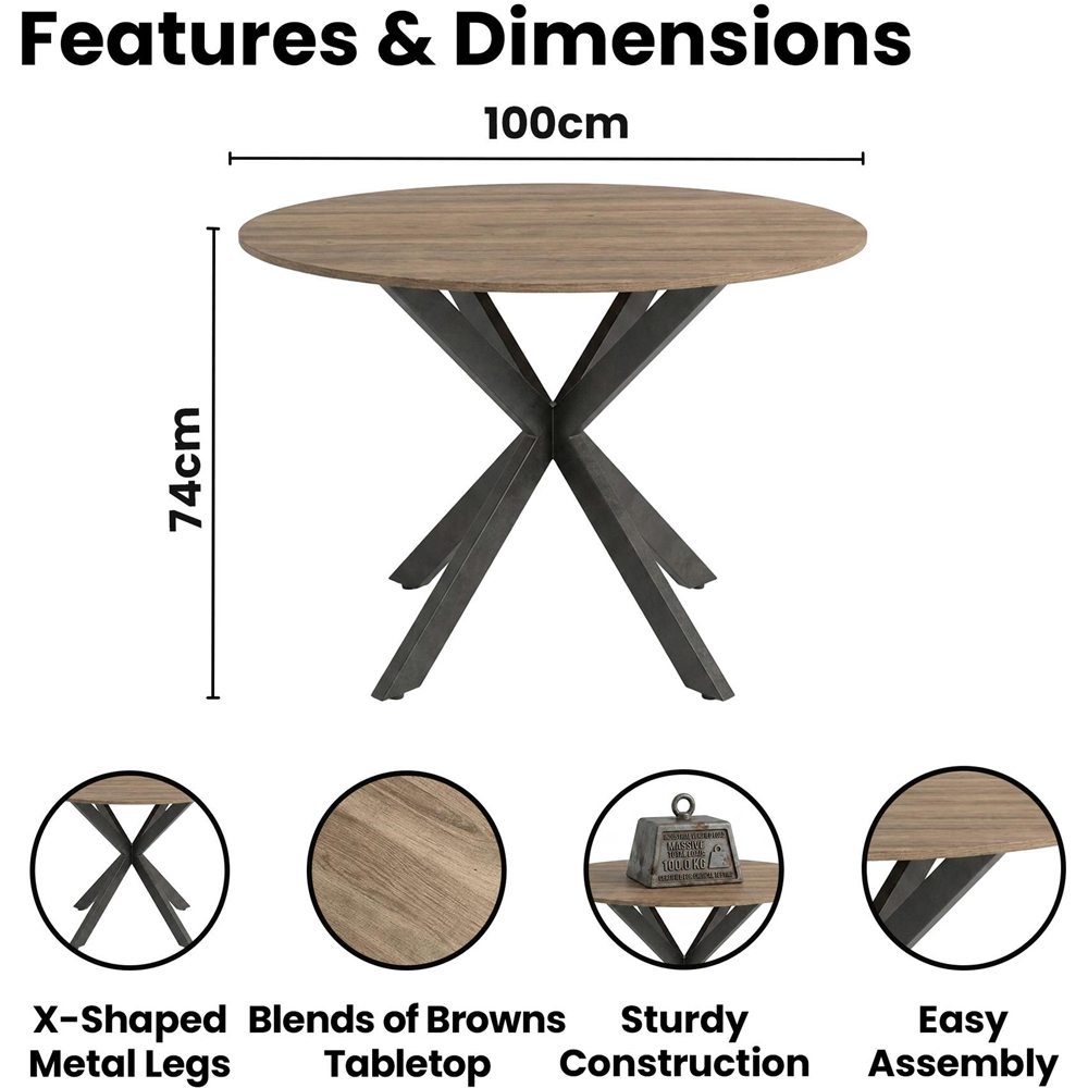 Kosy Koala 4 Seater Wood Effect Velvet Round Dining Set Black Image 9