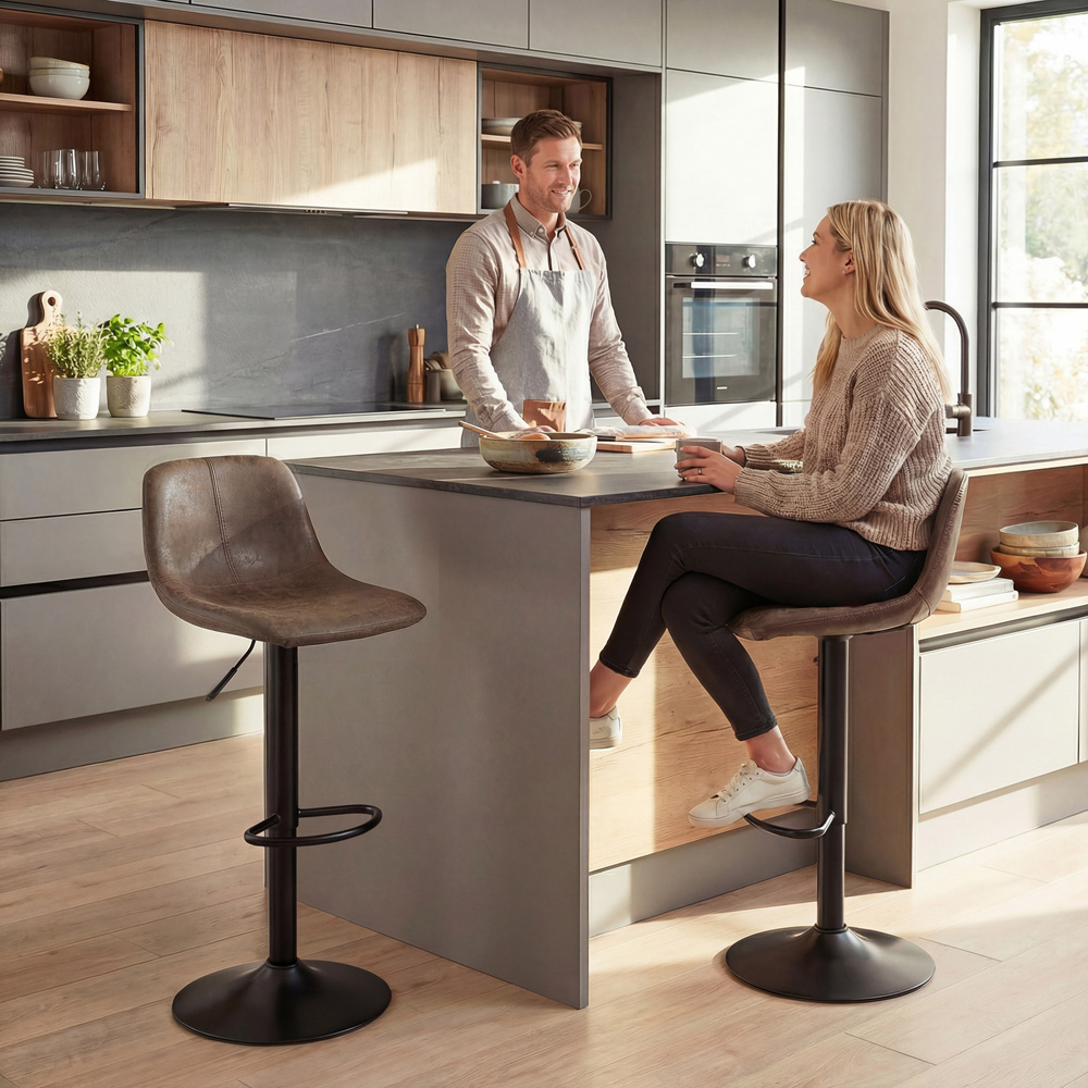 Portland Brown Leathaire Swivel Bar Stool Set of 2 Image 4