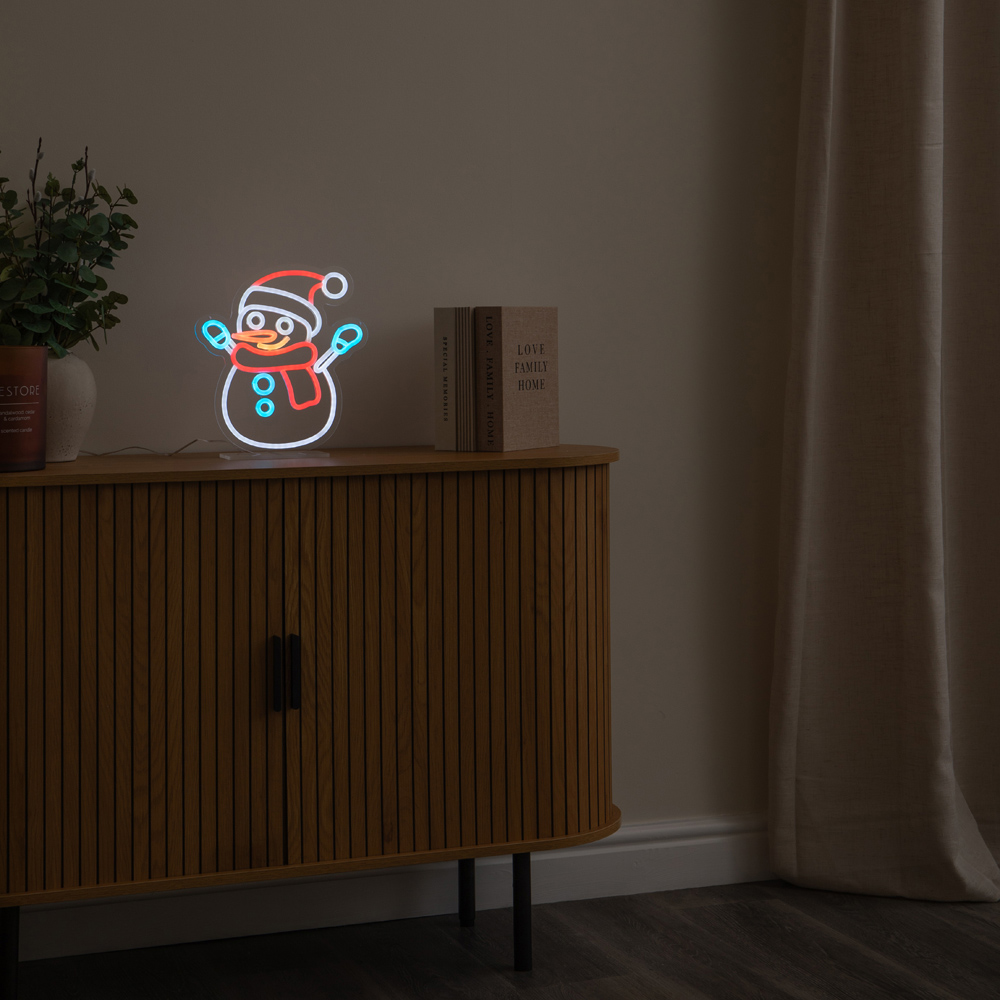 Samuel Alexander Multicolour LED Light-Up Neon Snowman Christmas Decoration 30cm Image 9