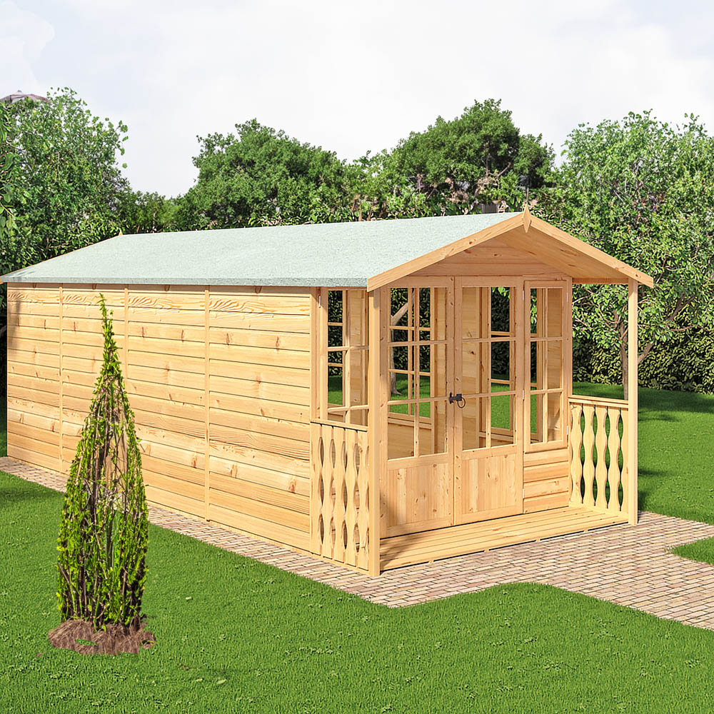Shire Delmora 8 x 18ft Double Door Traditional Summerhouse Image 2