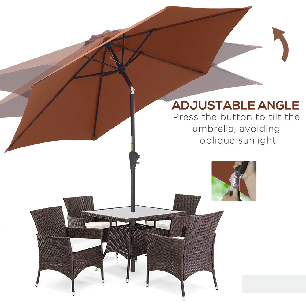 Outsunny Coffee Crank and Tilt Parasol 2.7m Image 5