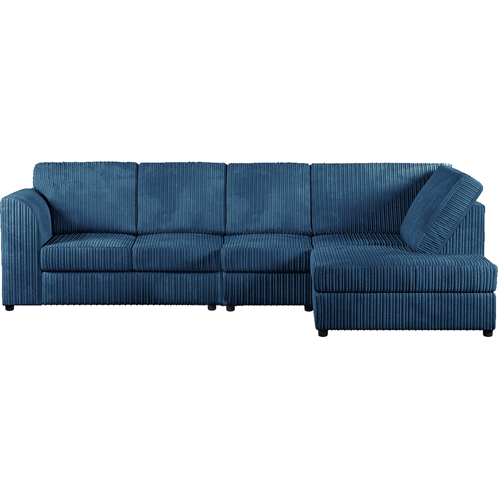 Luxor 4 Seater Marine Blue Jumbo Cord Right Hand Facing Full Back L Shaped Corner Sofa Set Image 2