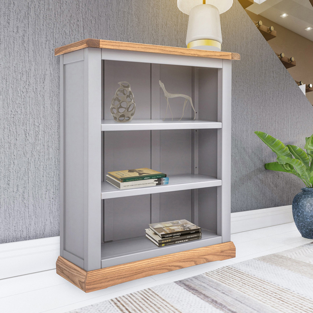 Biccari 3 Shelf Grey Bookcase Image 8
