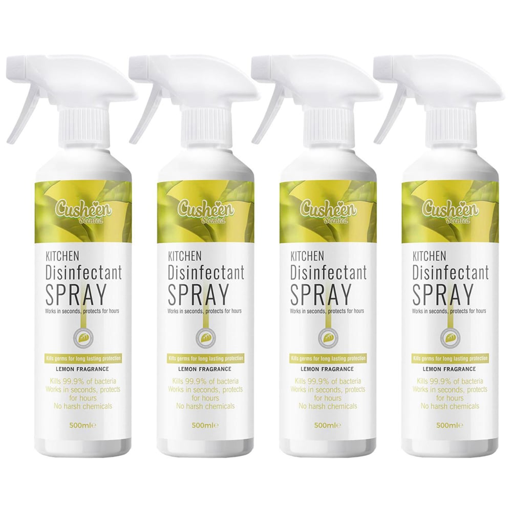 Cusheen Antibacterial Lemon Kitchen Disinfectant Spray 500ml 4 Pack Image 1