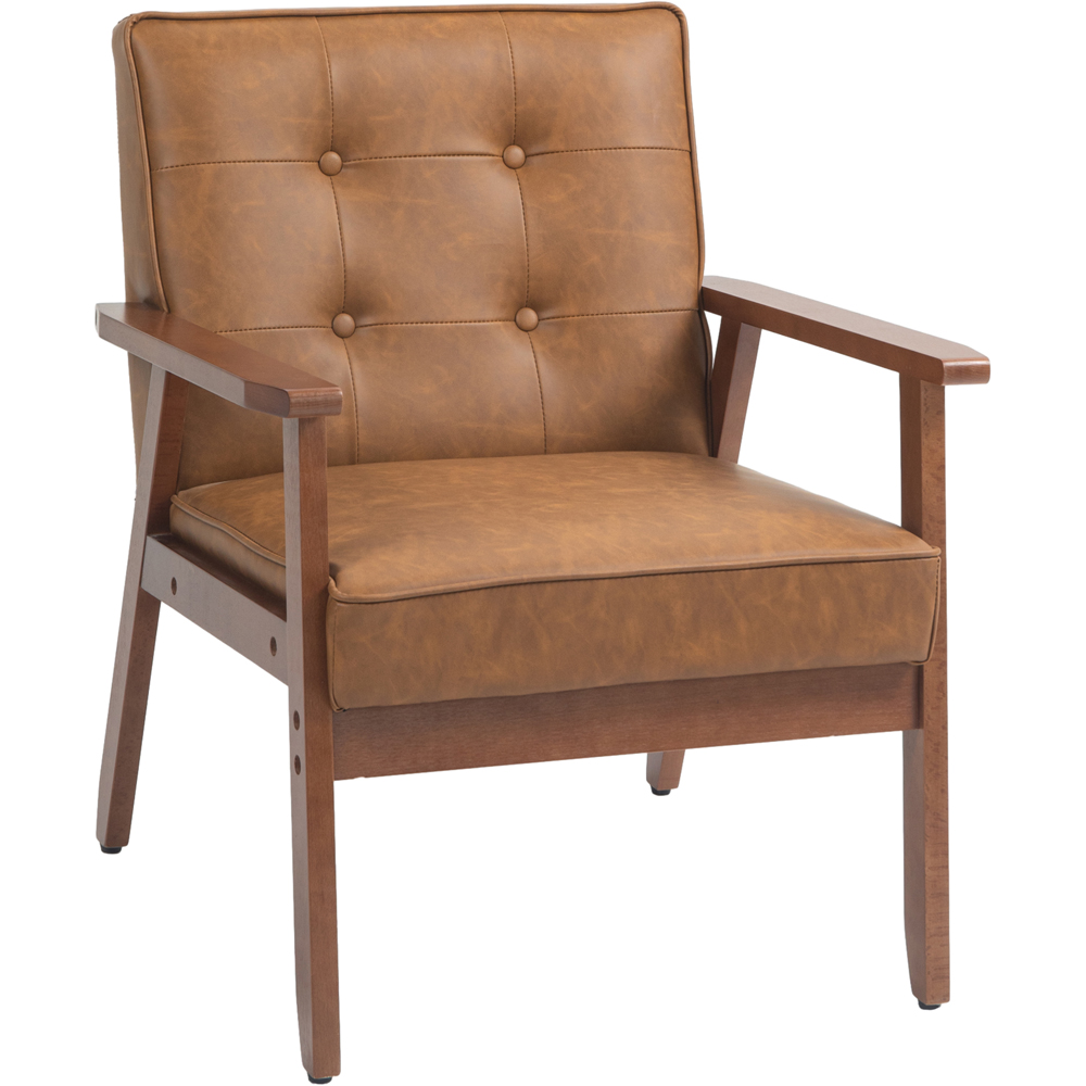 HOMCOM Brown PU Leather Accent Armchair Image 2