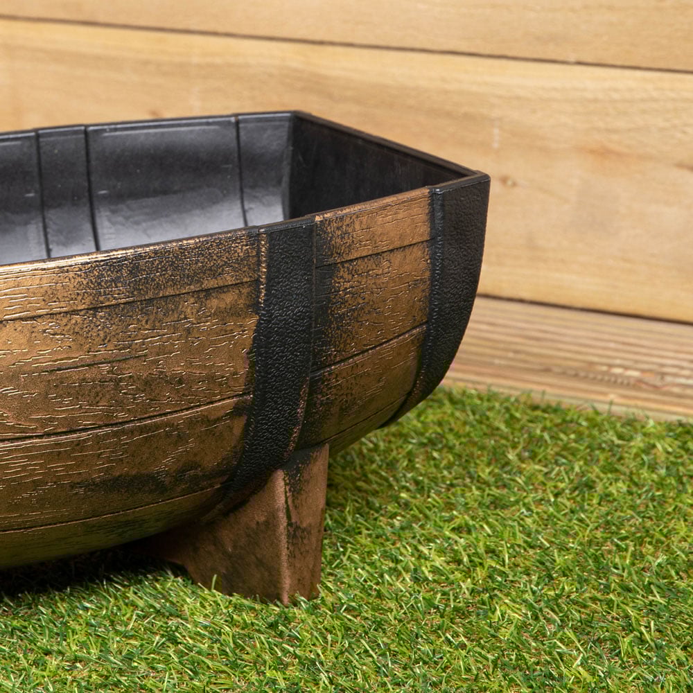Samuel Alexander Oak Effect Barrel Plastic Medium Trough Planter 40cm Image 5