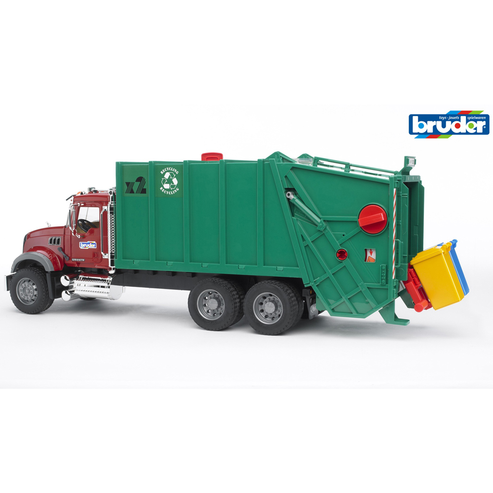Bruder MACK Granite Garbage Truck with Garbage Cans Image 6