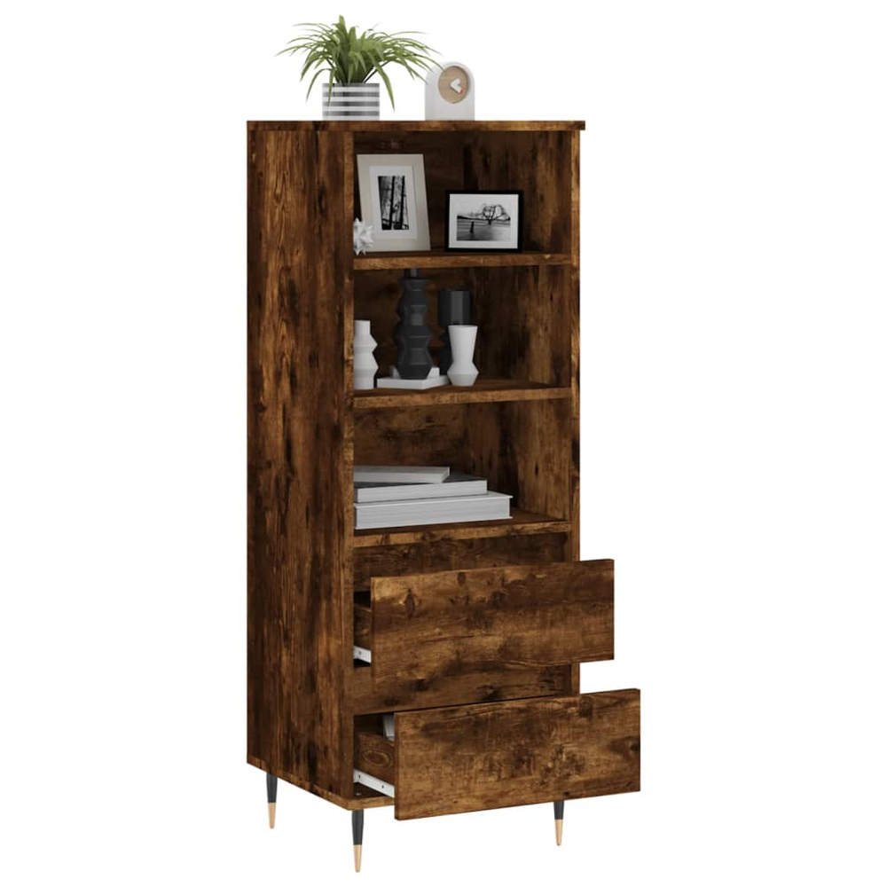 vidaXL 2 Drawer 3 Shelf Smoked Oak Highboard Image 4