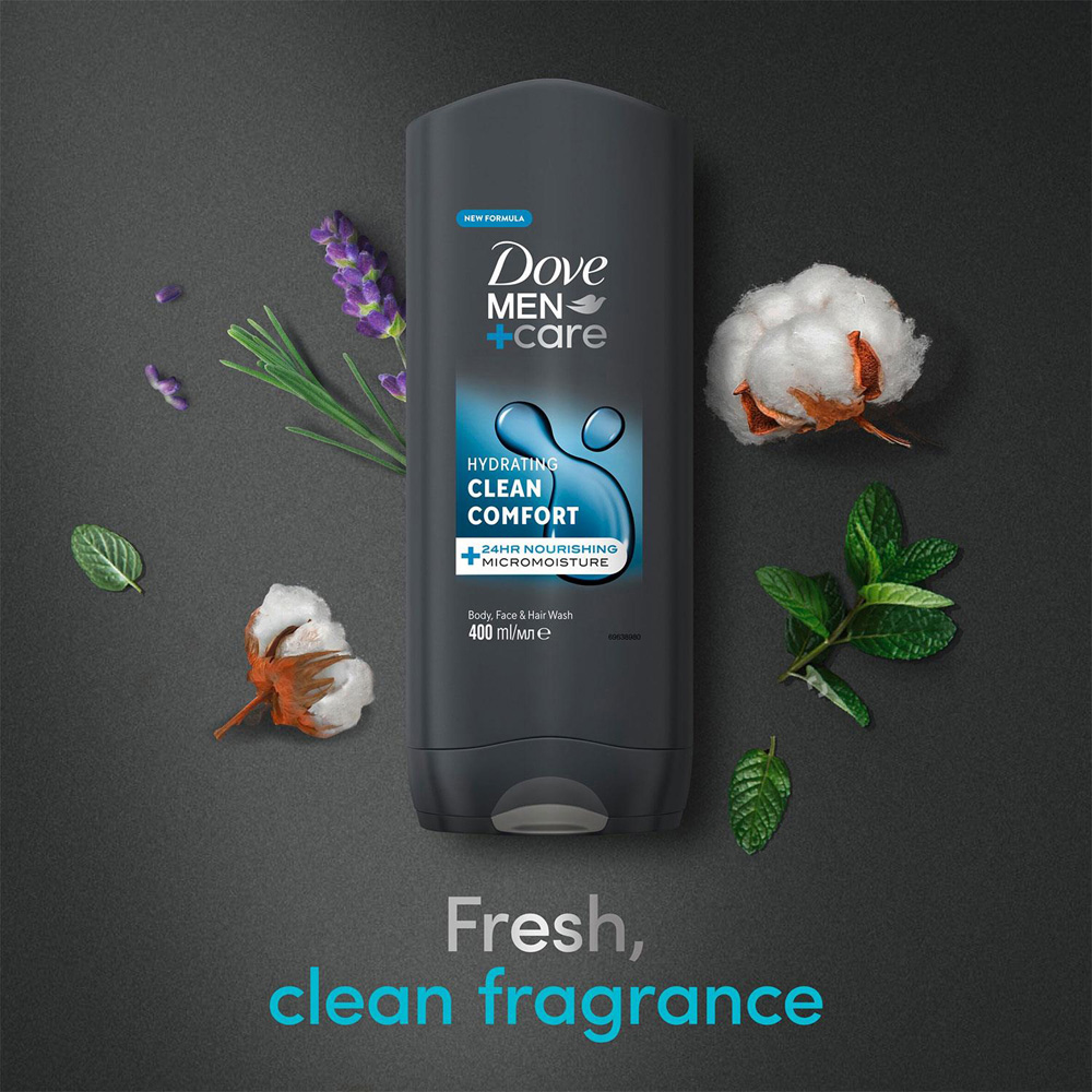 Dove Men+Care Hydrating Clean Comfort 3-in-1 Hair Body and Face Wash 3 Pack Image 3