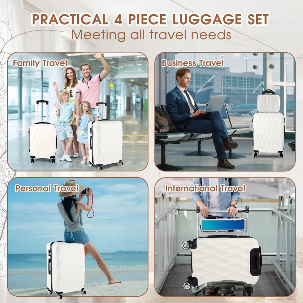 Willowmare 4-Piece White Travel Luggage Set Image 6