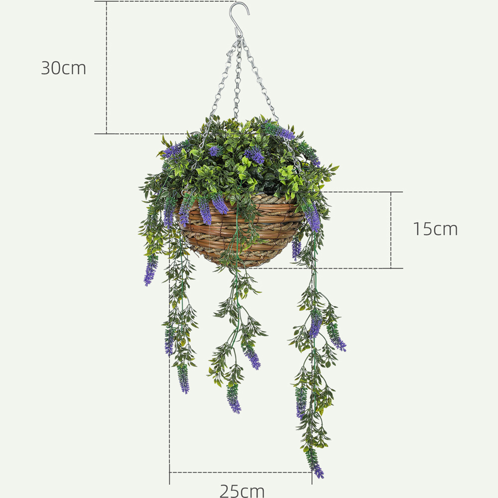 Portland Purple Lavender Flower Artificial Plants in Hanging Basket 2 Pack Image 9