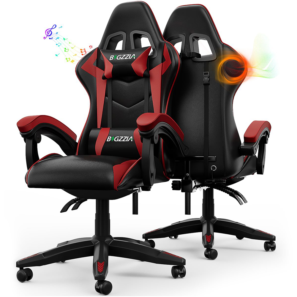 Rattrix Red Ergonomic High Back Gaming Chair with Bluetooth 5.3 Stereo Speakers Image 2