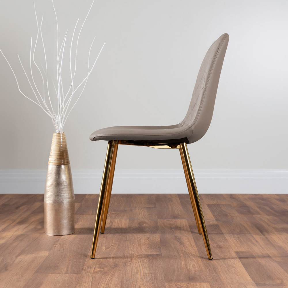 Furniturebox Arona Solara 6 Seater Round Dining Set Cappuccino Beige and Gold Image 4