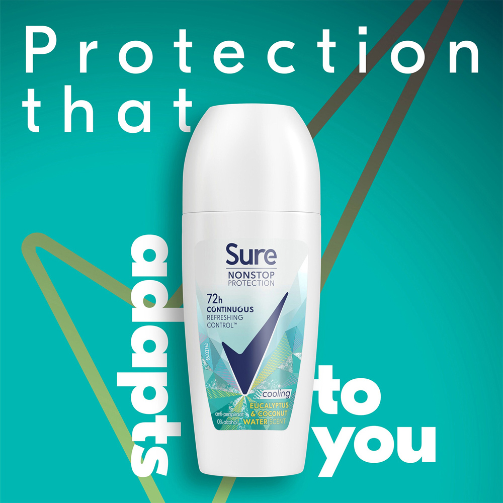 Sure Women Nonstop Protection Eucalyptus and Coconut Antiperspirant Deo 50ml 6 Pack Image 3