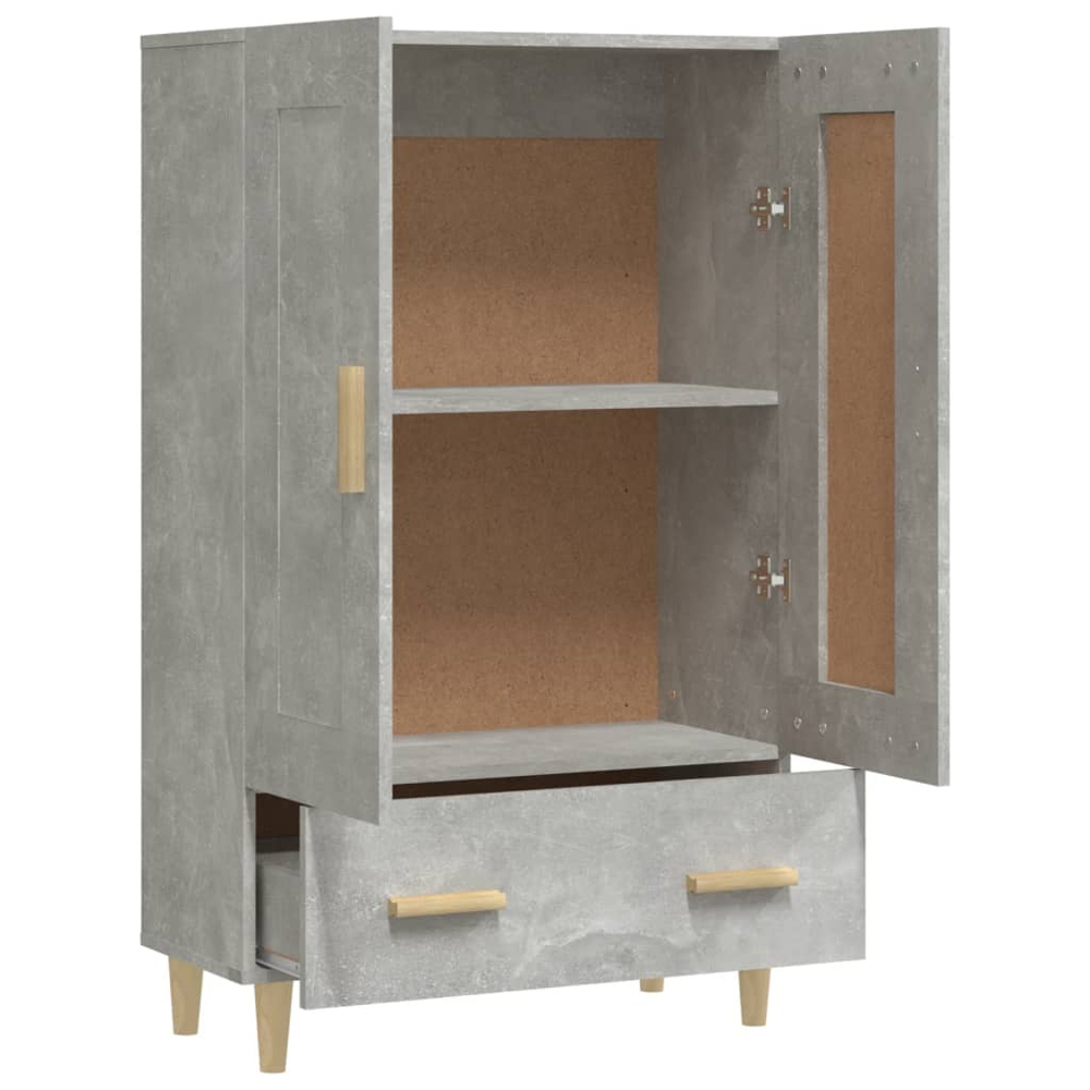 vidaXL 2 Door Single Drawer Concrete Grey Highboard with Wooden Handles Image 7