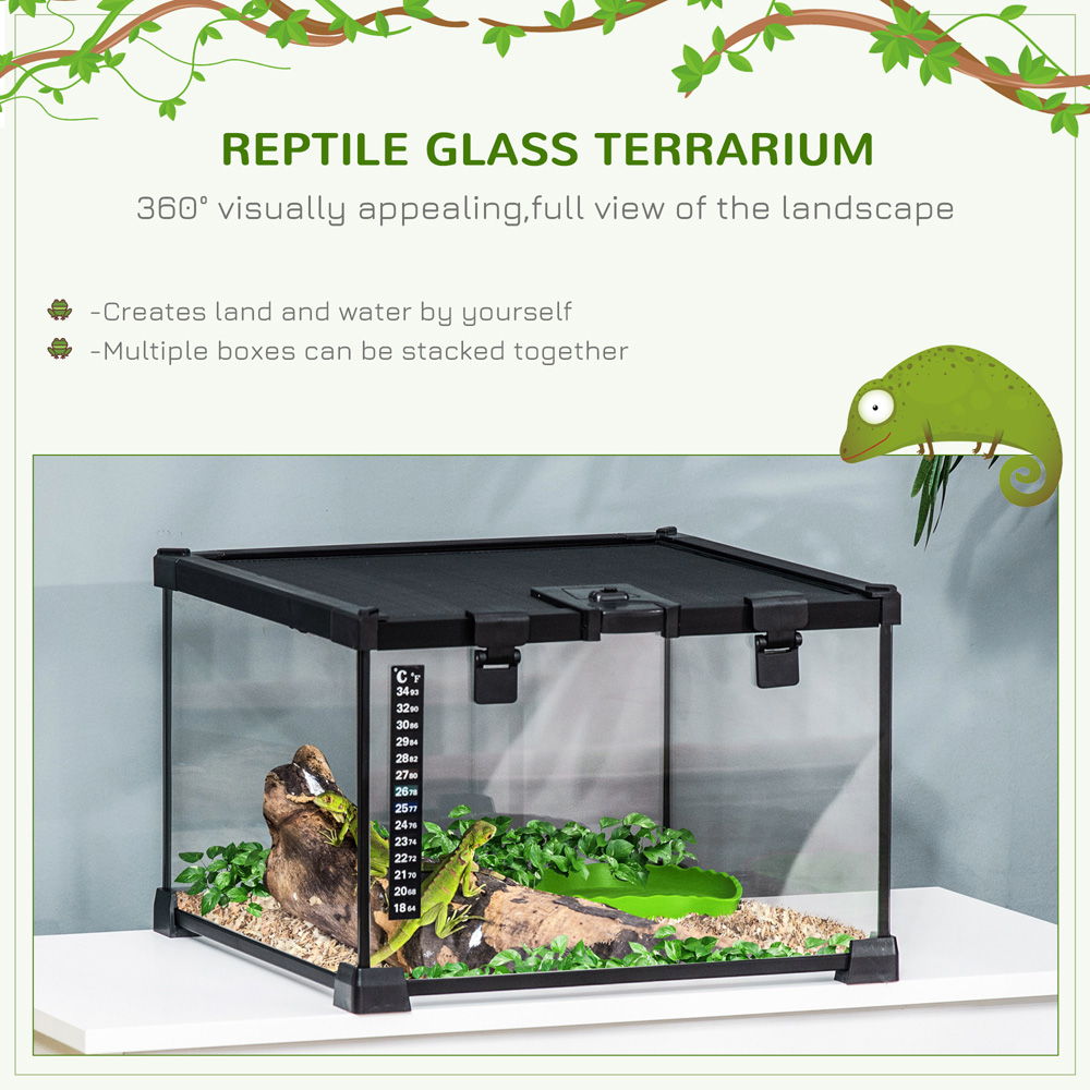 PawHut Black Glass Reptile Terrarium 20 x 30 x 30cm Image 4