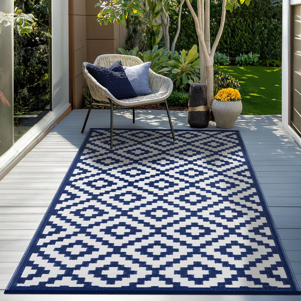 Green Decore Nirvana Navy Blue and White Outdoor Rug 120 x 180cm Image 7