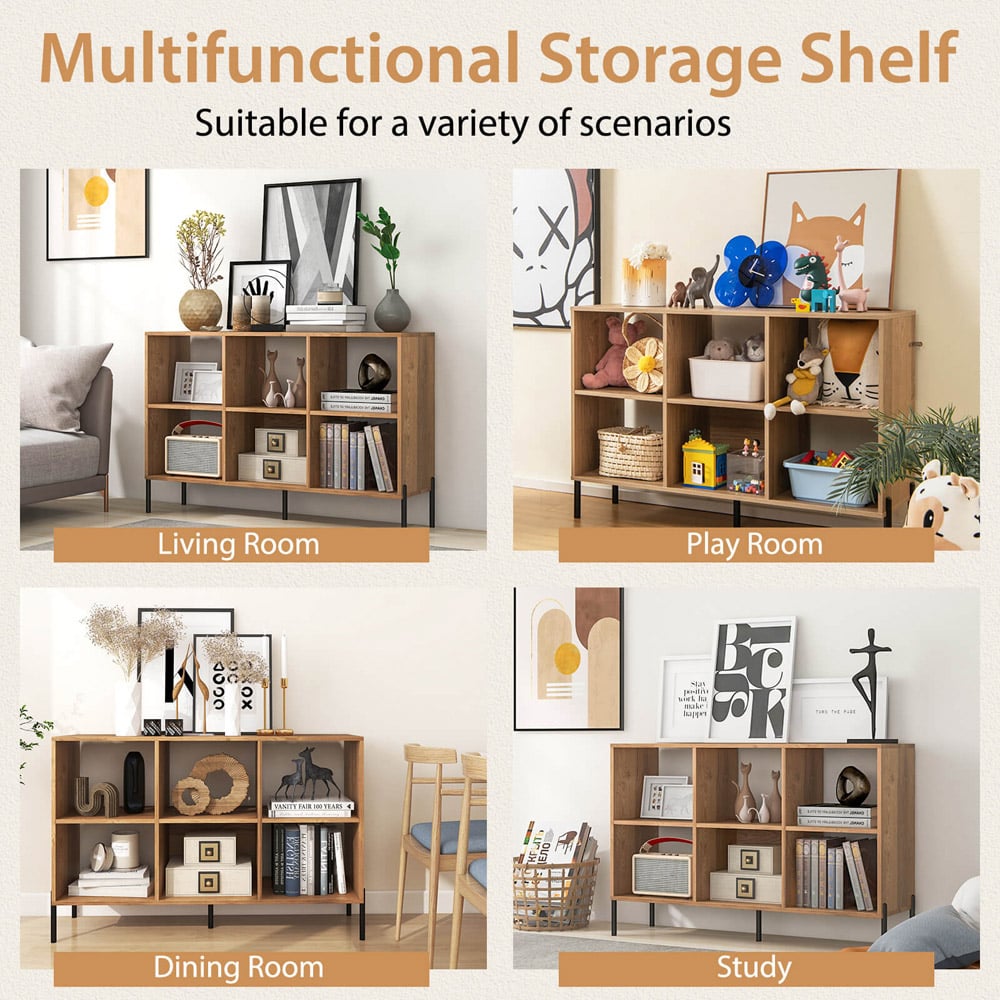 Costway 6 Cube Natural Wooden Bookshelf Image 7