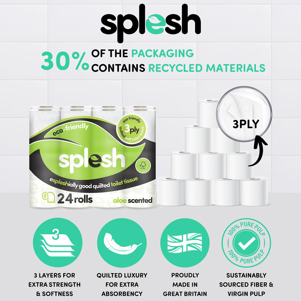 Splesh Quilted Aloe Vera Toilet Tissue 24 Rolls 3 Ply Image 2