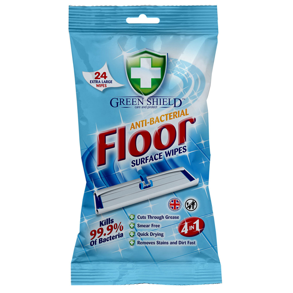 Green Shield Antibacterial Floor Wipes 24 Pack Image