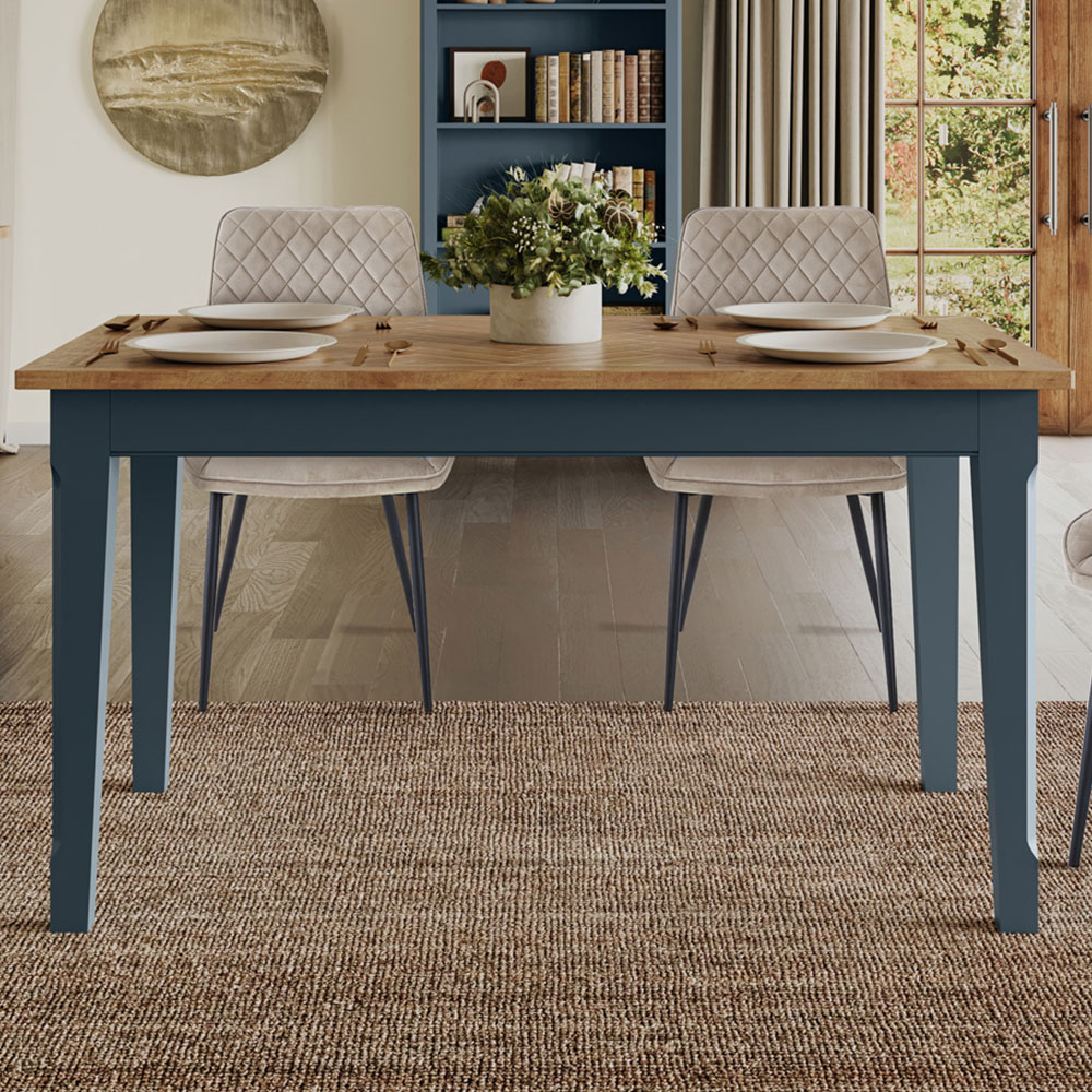 Baumhaus Signature 6 Seater Dining Table Blue and Oak Image 3