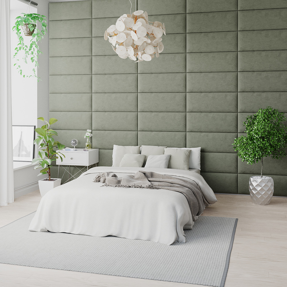 Aspire EasyMount Duck Egg Plush Velvet Upholstered Wall Mounted Headboard Panels 4 Pack Image 2