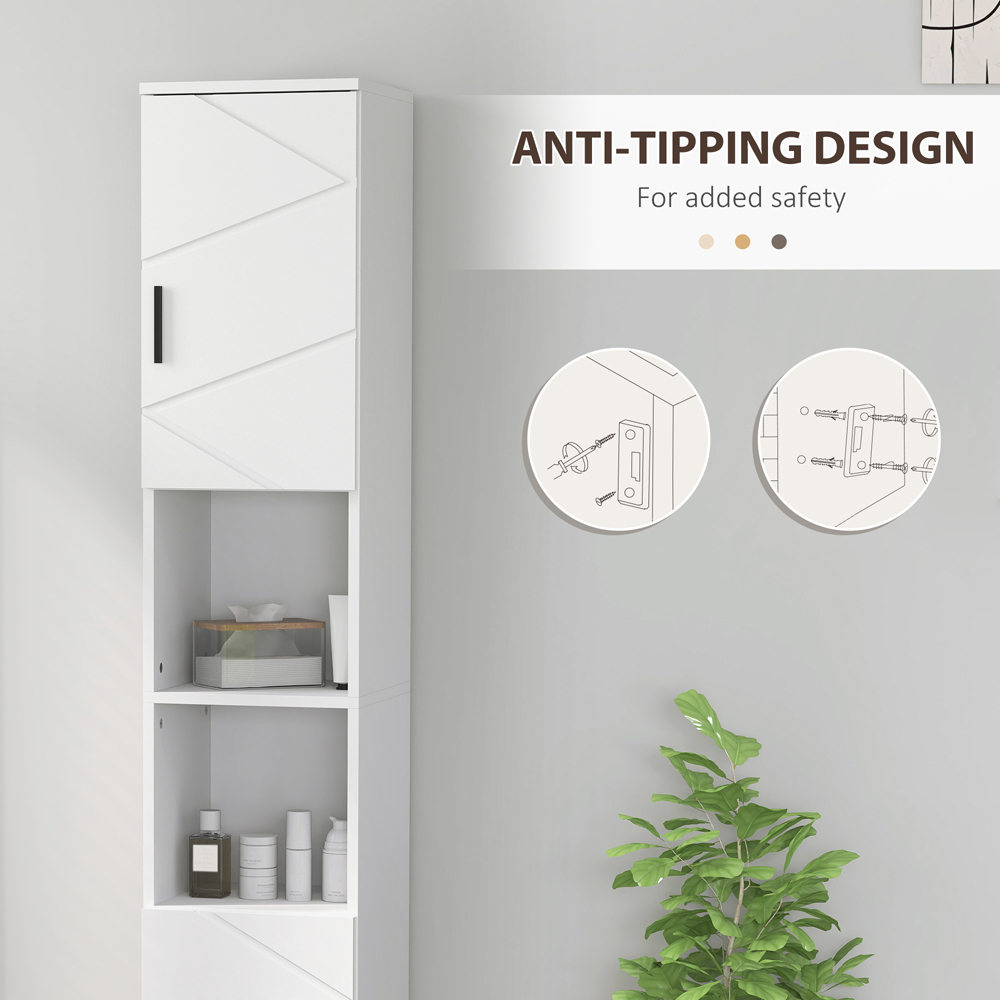 Kleankin 2 Door 2 Shelf White Tall Bathroom Storage Cabinet Image 6