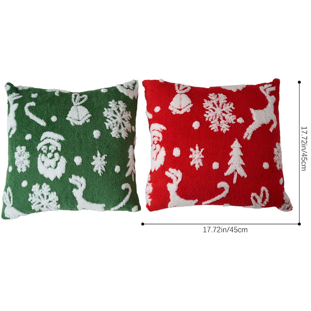 Living and Home Red and Green Plush Christmas Throw Pillow 45 x 45cm 2 Pack Image 8