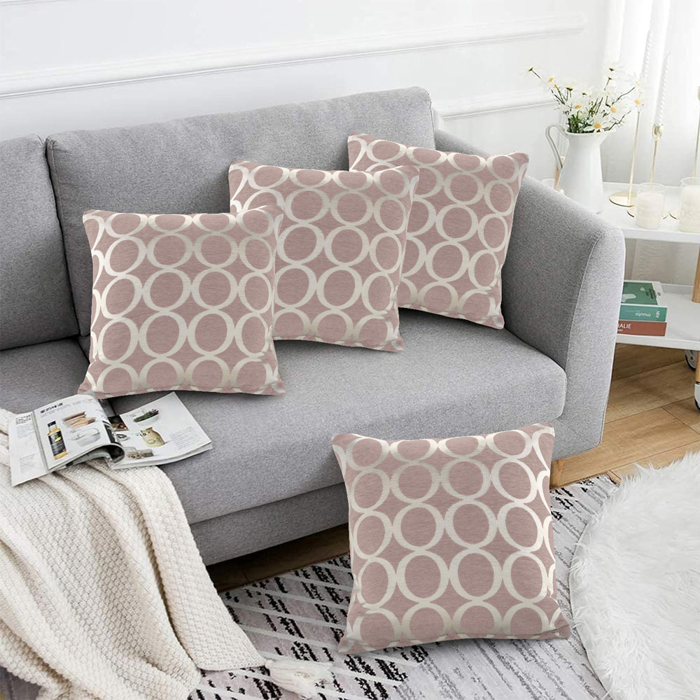 Alan Symonds Blush Chenille Geometric O Cushion with Polyester Filled Pad 45 x 45cm 4 Pack Image 2