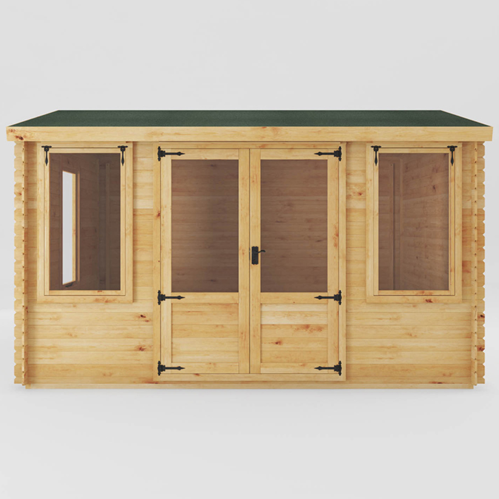Mercia 13.1 x 9.8ft Double Door Wooden Reverse Apex Log Cabin Image 3
