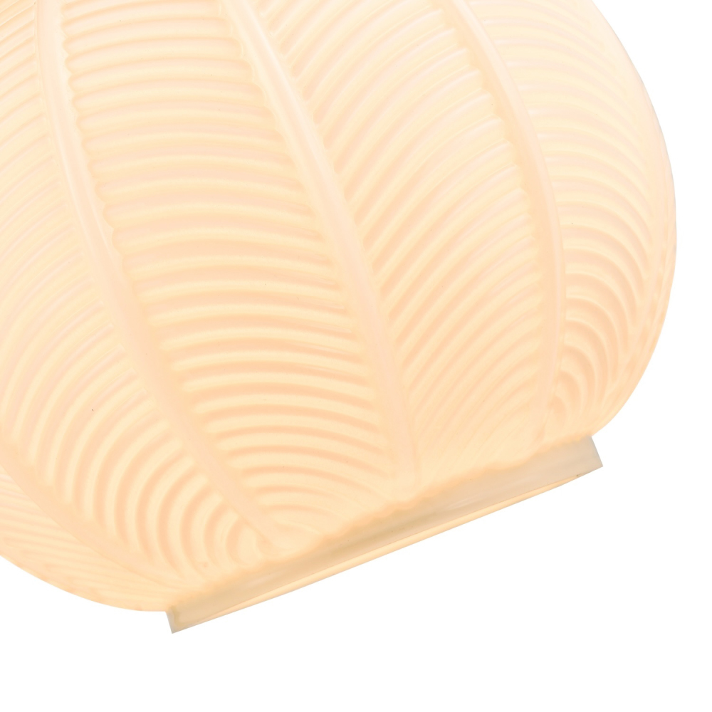 Happy Homewares Glossy Opal White Ribbed Leaf Glass Pendant Lighting Shade Image 4