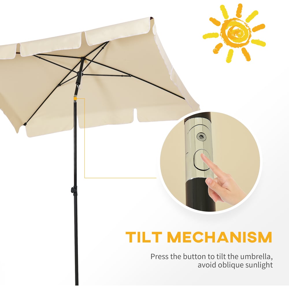 Outsunny Beige Tilting Parasol 2 x 1.25m Image 4