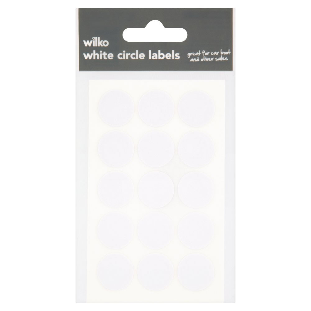 Wilko White Circle Labels 5 Sheets Image