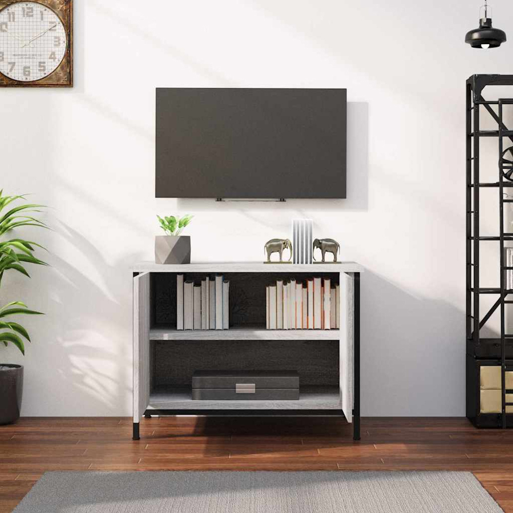 vidaXL 2 Door Grey Sonoma TV Cabinet Image 8