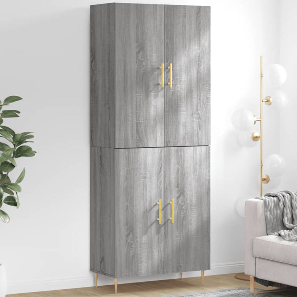 vidaXL 4 Door Grey Sonoma Oak Wooden Cabinet Image 1