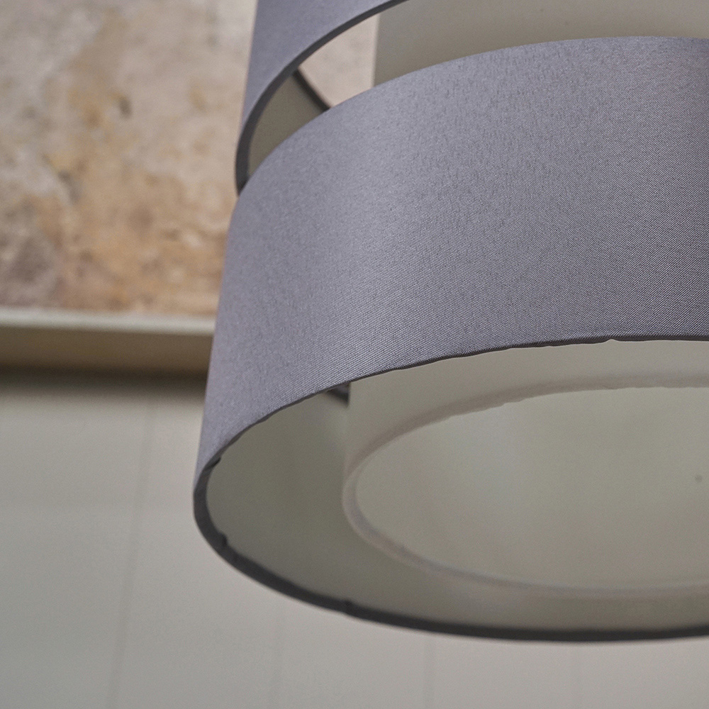 ValueLights Easy Fit Sophia Grey with White Inner Large Pendant Shade Image 6