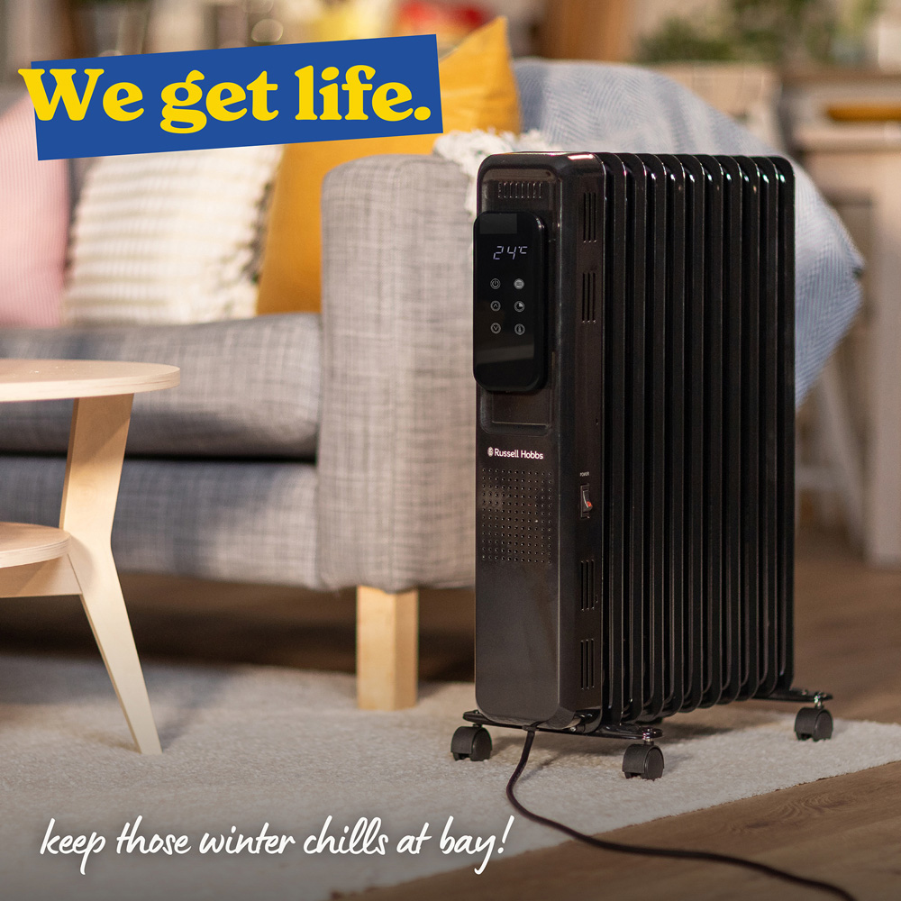 Russell Hobbs Black 11-Fin Digital Touch Control Oil Filled Radiator 2500W Image 6