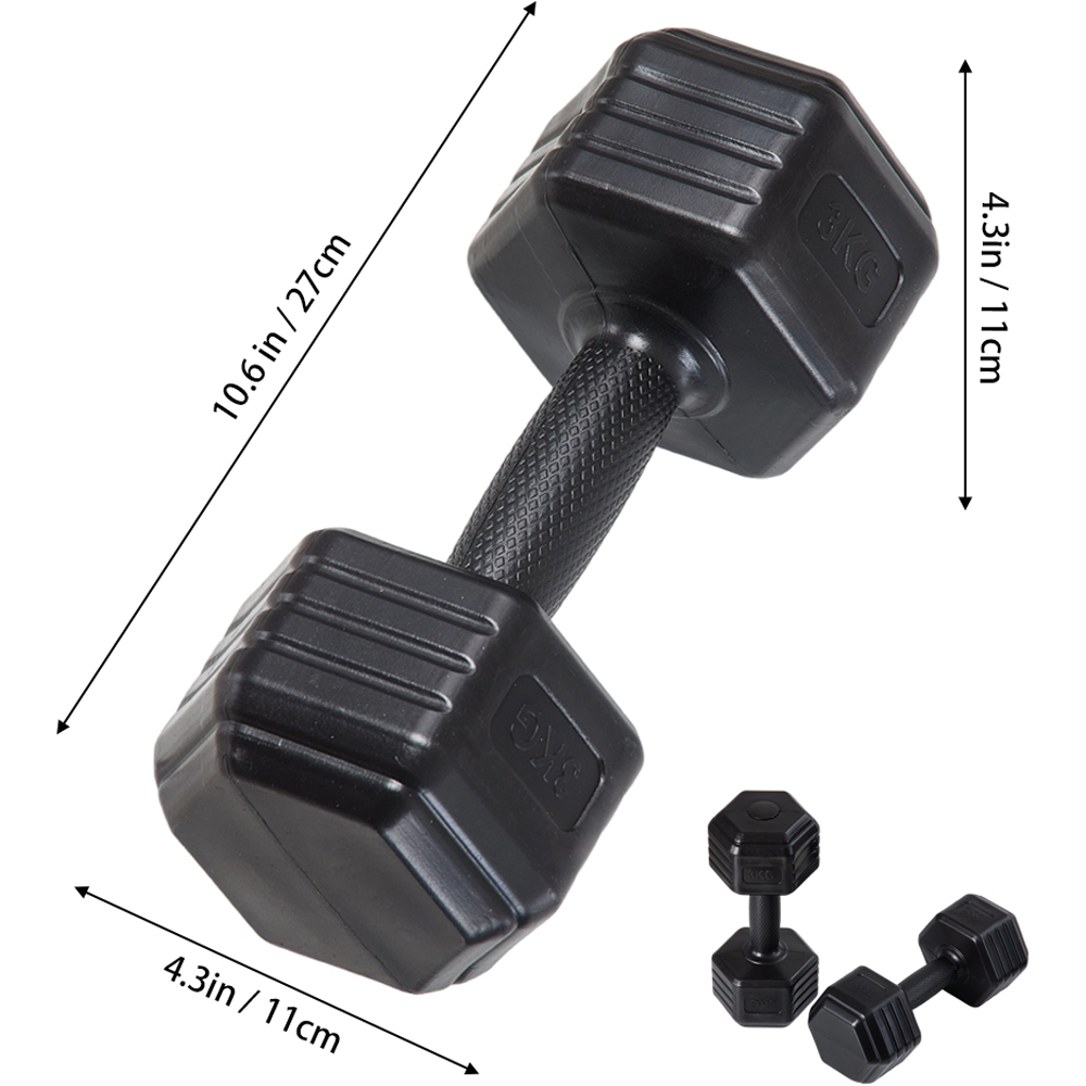 H&O Direct Black Hexagonal Dumbbell with Non-Slip Grip 3kg 2 Pack Image 6