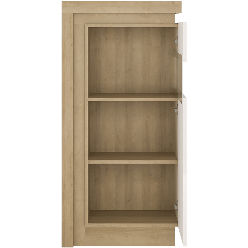Furniture To Go Lyon Riviera Oak and White High Gloss RHD Narrow Display Cabinet Image 4