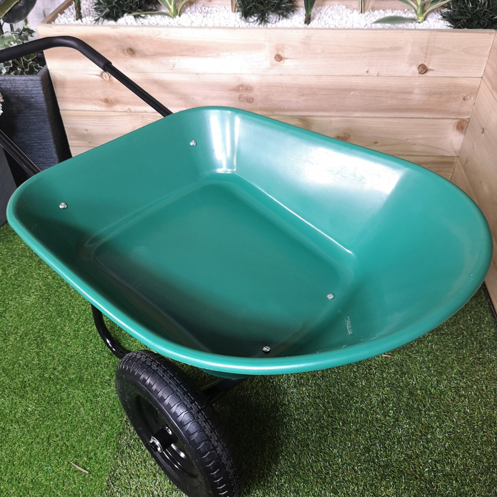 Samuel Alexander Green Heavy Duty Plastic Garden Wheelbarrow 150kg with 2 Wheels Image 4