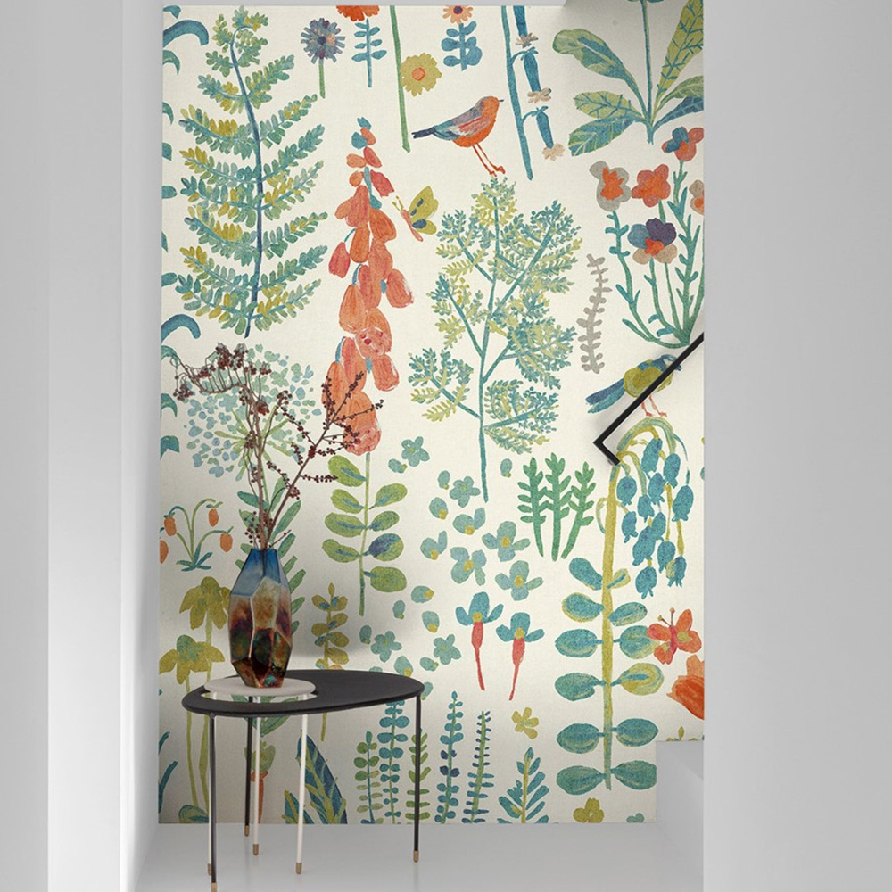 Grandeco Spring Meadow Flower Painted Sprig Neutral 3 Panel Wall Mural Image 4