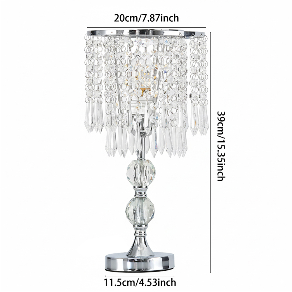 Living and Home E27 Screw Silver Crystal Beaded Shade Table Lamp 39cm Image 9