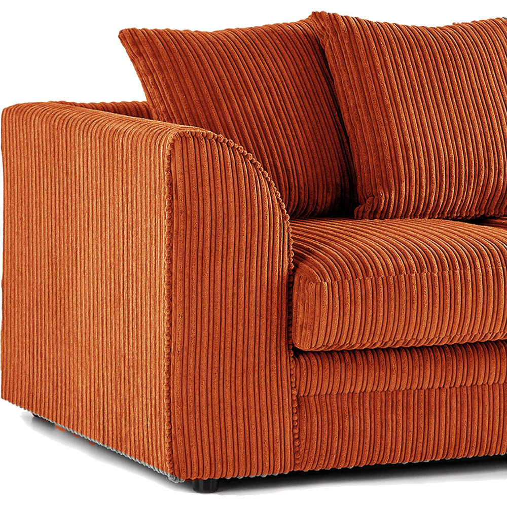 Luxor 2 Seater Orange Jumbo Cord Scatter Back Sofa Image 3