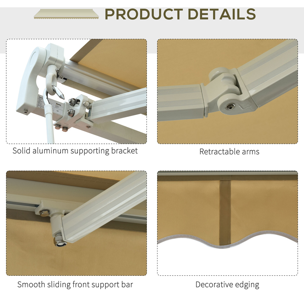 Outsunny Cream and White Retractable Awning 3 x 2.5m Image 6