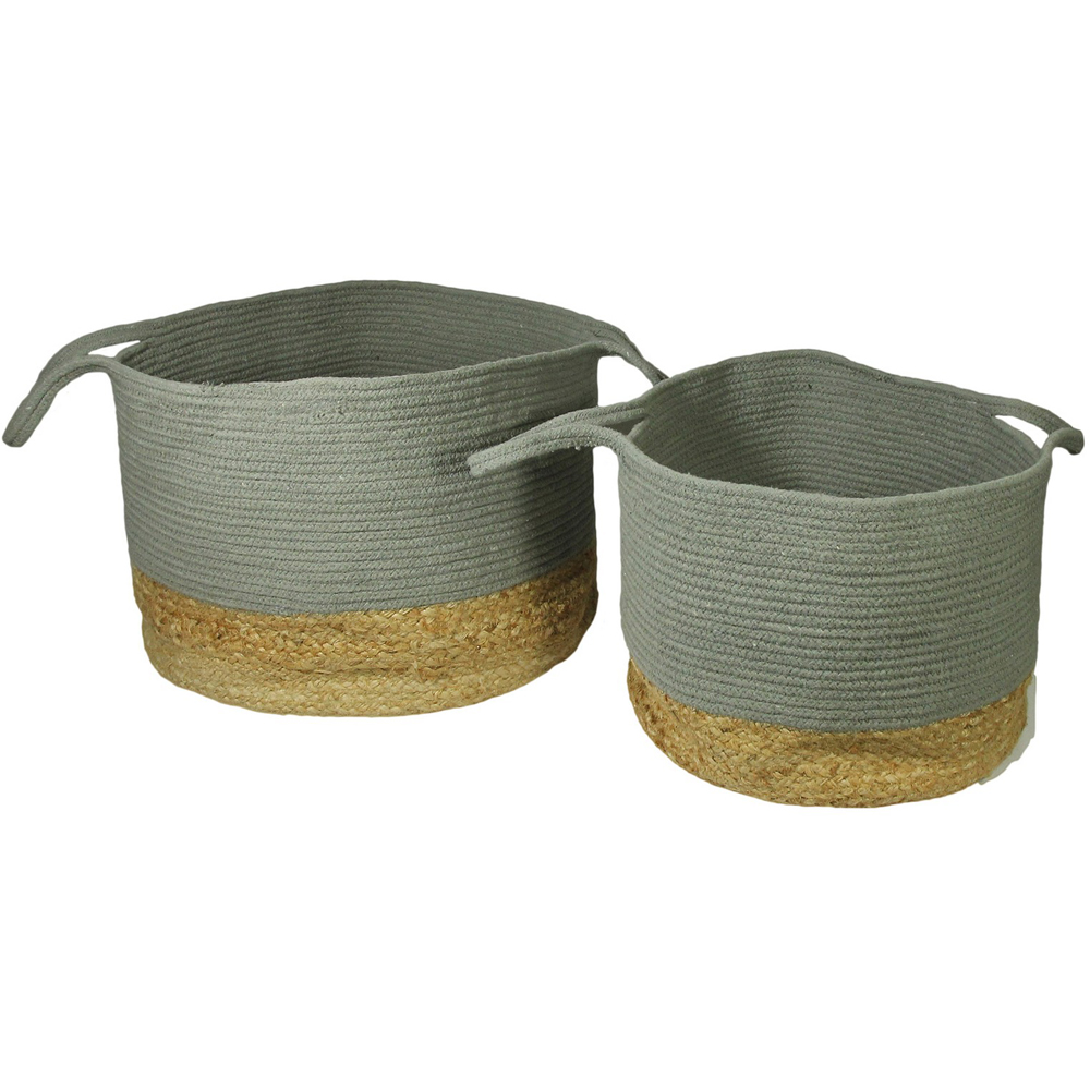 Beddington Grey Jute Storage Basket Set of 2 Image 1