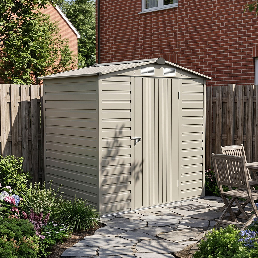 Living and Home 4 x 6ft Grey Apex Garden Storage Shed with 4 Vents Image 7