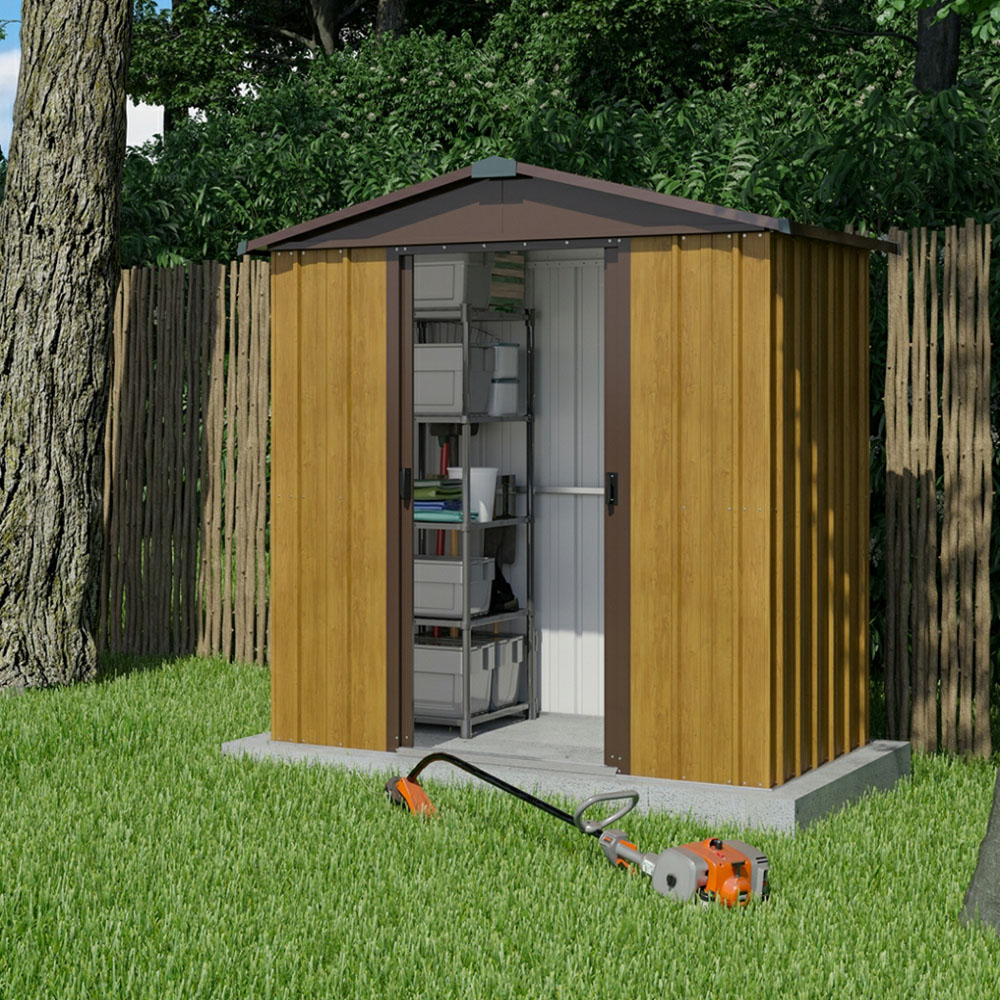 Yardmaster 6.8 x 4.6ft Woodview Metal Apex Storage Shed with Floor Support Kit Image 2