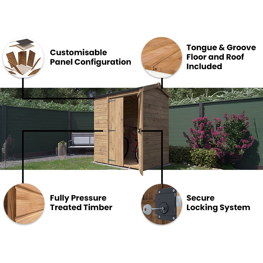 Dunster House Overlord 6 x 4ft Modular Brown Superfelt Apex Garden Shed Image 4
