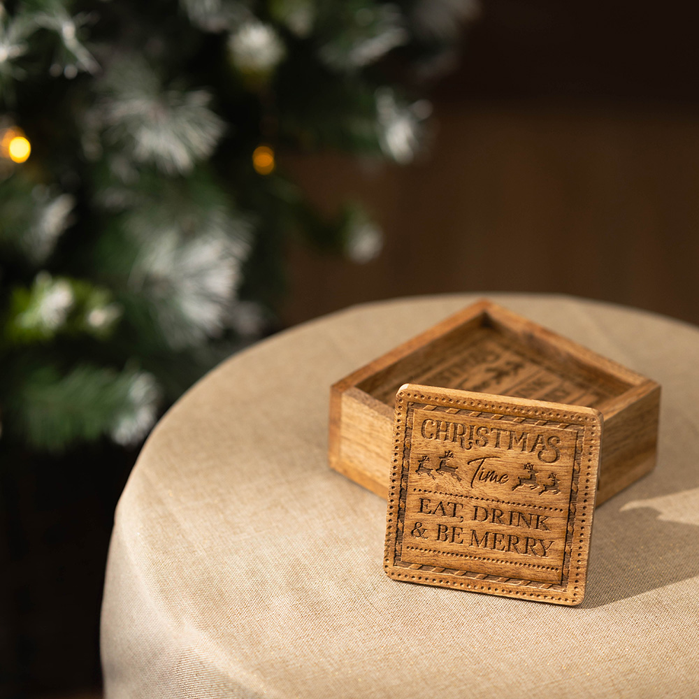 Marco Paul 4 Pack Christmas Be Merry Coasters Image 6